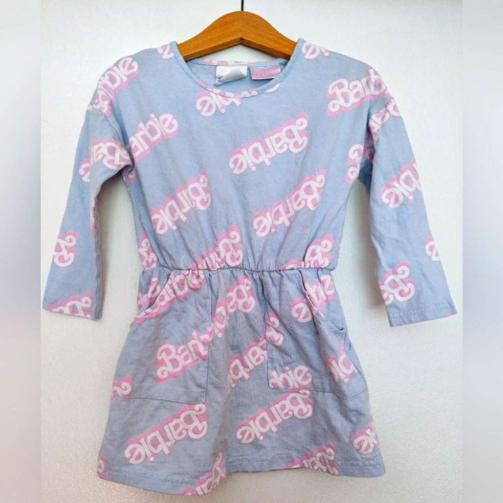 GUC Cotton On Kids Barbie Girls Long Sleeve Dress Size 3